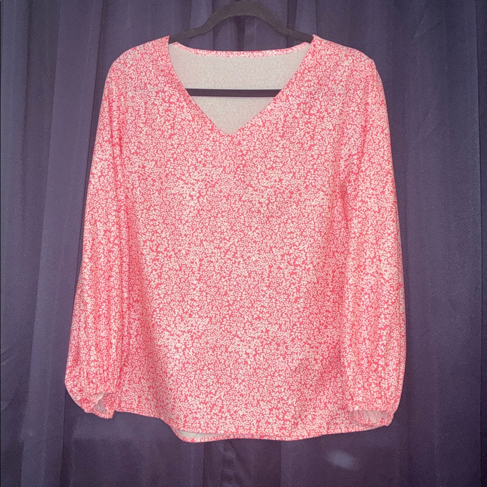 Floral V-Neck Women's Top - Pink